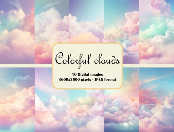 Download Colorful Clouds Digital Paper Bundle - Clouds Collection