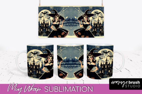 Download Retro Witch Mug Wrap, Halloween Mug PNG - Halloween mug png Collection