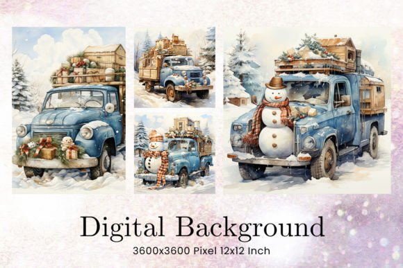 Download Snowman Classic Car Christmas Background - Classic Collection