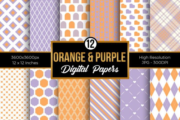 Download Purple &amp; Orange Pattern Digital Papers - Orange pattern Collection