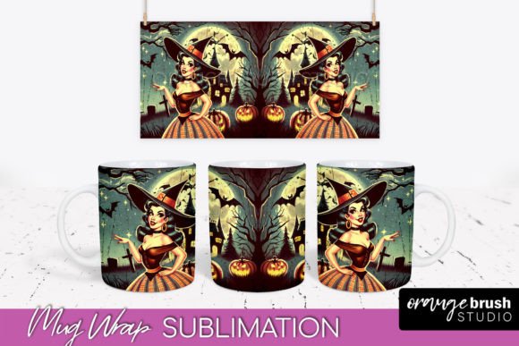 Download Retro Witch Mug Wrap, Halloween Mug PNG - Halloween mug png Collection