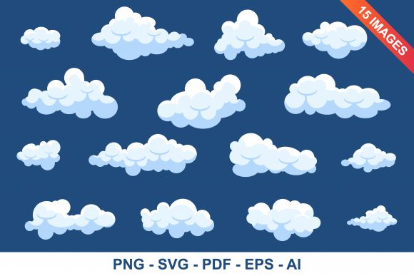 Download Set of Catoon Clouds Clipart Set - Clouds Collection
