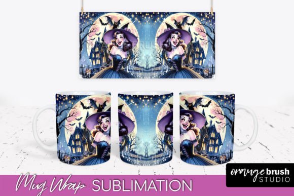 Download Retro Witch Mug Wrap, Halloween Mug PNG - Halloween mug png Collection
