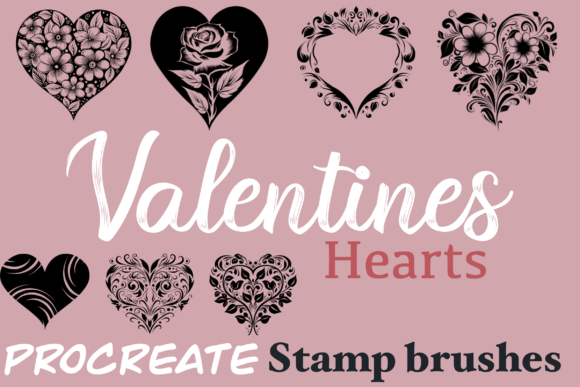 Download Procreate Valentines Hearts Brush Stamps - Valentines hearts Collection