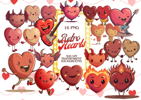Download Retro Valentine's Hearts Clip Arts - Premium Resources