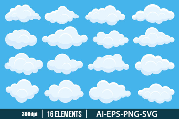 Download Set of White Clouds Clipart Set - Clouds Collection