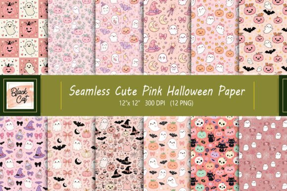 Download Seamless Cute Pink Halloween Paper - Halloween paper Collection