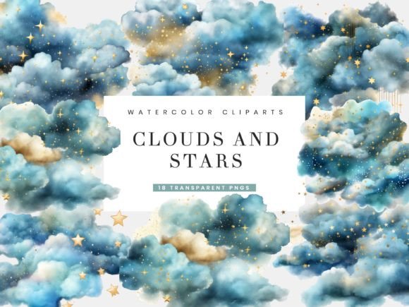 Download Clouds and Stars Clipart Bundle - Clouds Collection