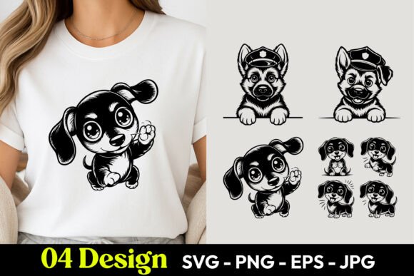 Download Cute Waving Puppy SVG PNG T Shirt Design - Waving Collection