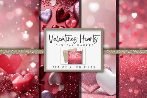 Download Valentines Hearts Digital Papers - Valentines hearts Collection