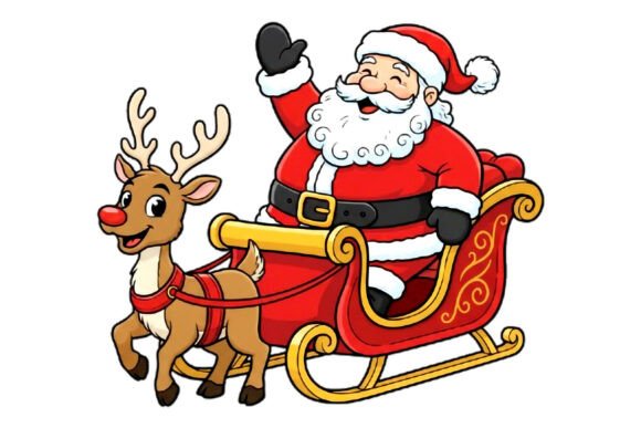 Download Santa Waving in Sleigh with Reindeer - Waving Collection