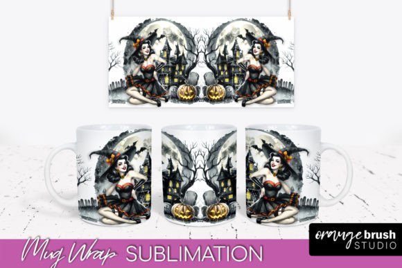 Download Retro Witch Mug Wrap, Halloween Mug PNG - Halloween mug png Collection