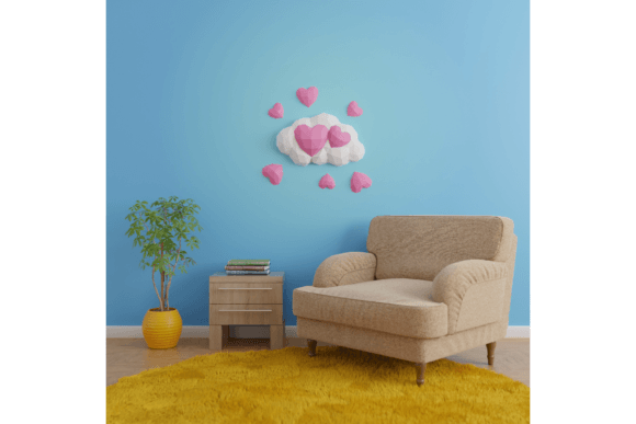 Download 3D Papercraft Valentine's Hearts in Clouds - Clouds Collection