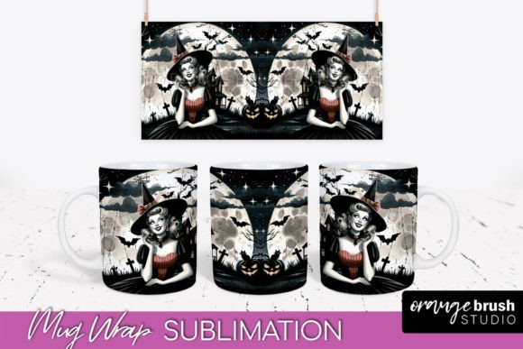 Download Retro Witch Mug Wrap, Halloween Mug PNG - Halloween mug png Collection